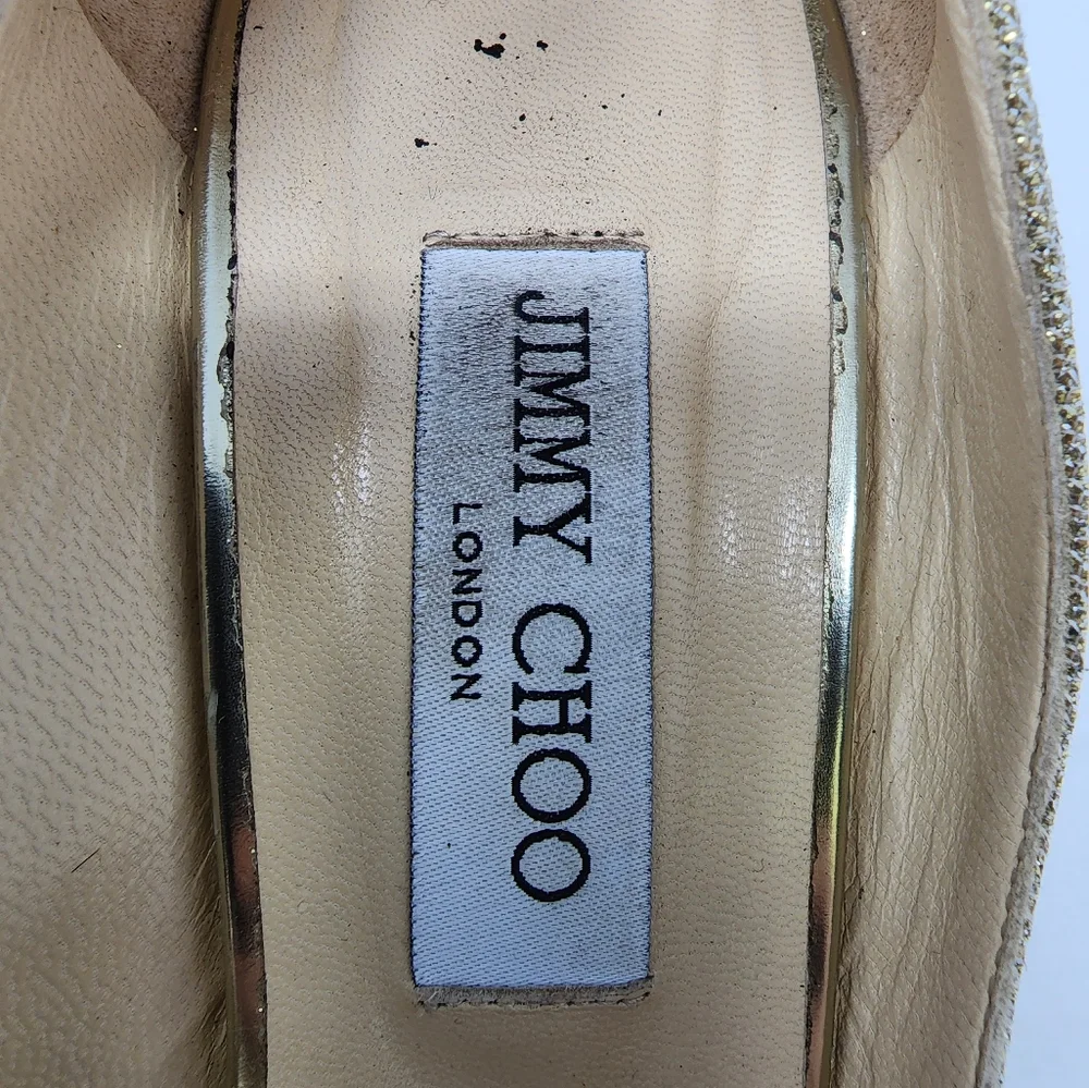 Jimmy Choo Gold Mesh Wedges